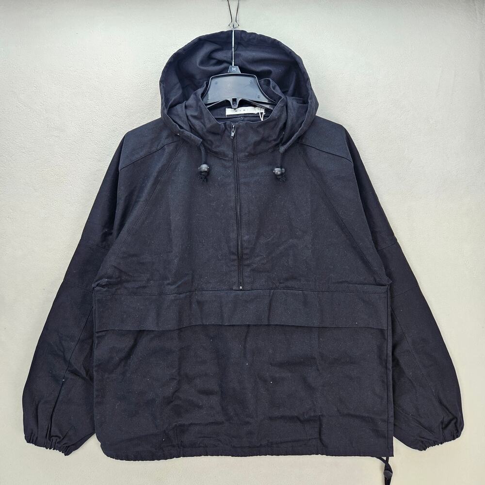 MNML MEN'S MEDIUM COTTON HALF ZIP JACKET BLACK NWT